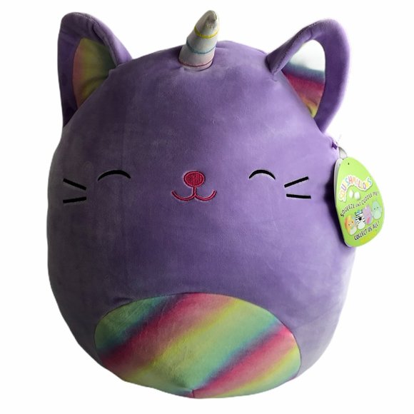 New NWT BIG Squishmallow 16" Cienna Rainbow Unicorn Cat Kitten Purple JUMBO - Picture 2 of 8